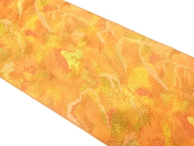 JAPANESE KIMONO / NAGOYA OBI / CHIKUZEN HAKATA / WOVEN ABSTRACT TREE 